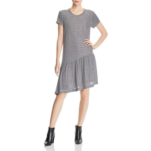 WILT Striped Asymmetric Drop Torso Tee Shirt Dress - Picture 2 of 10